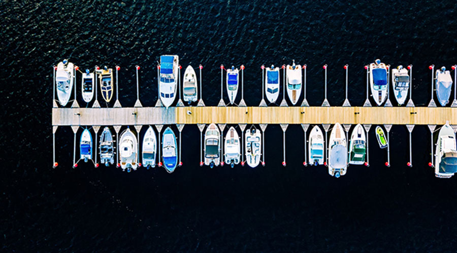 aerial view of boats
